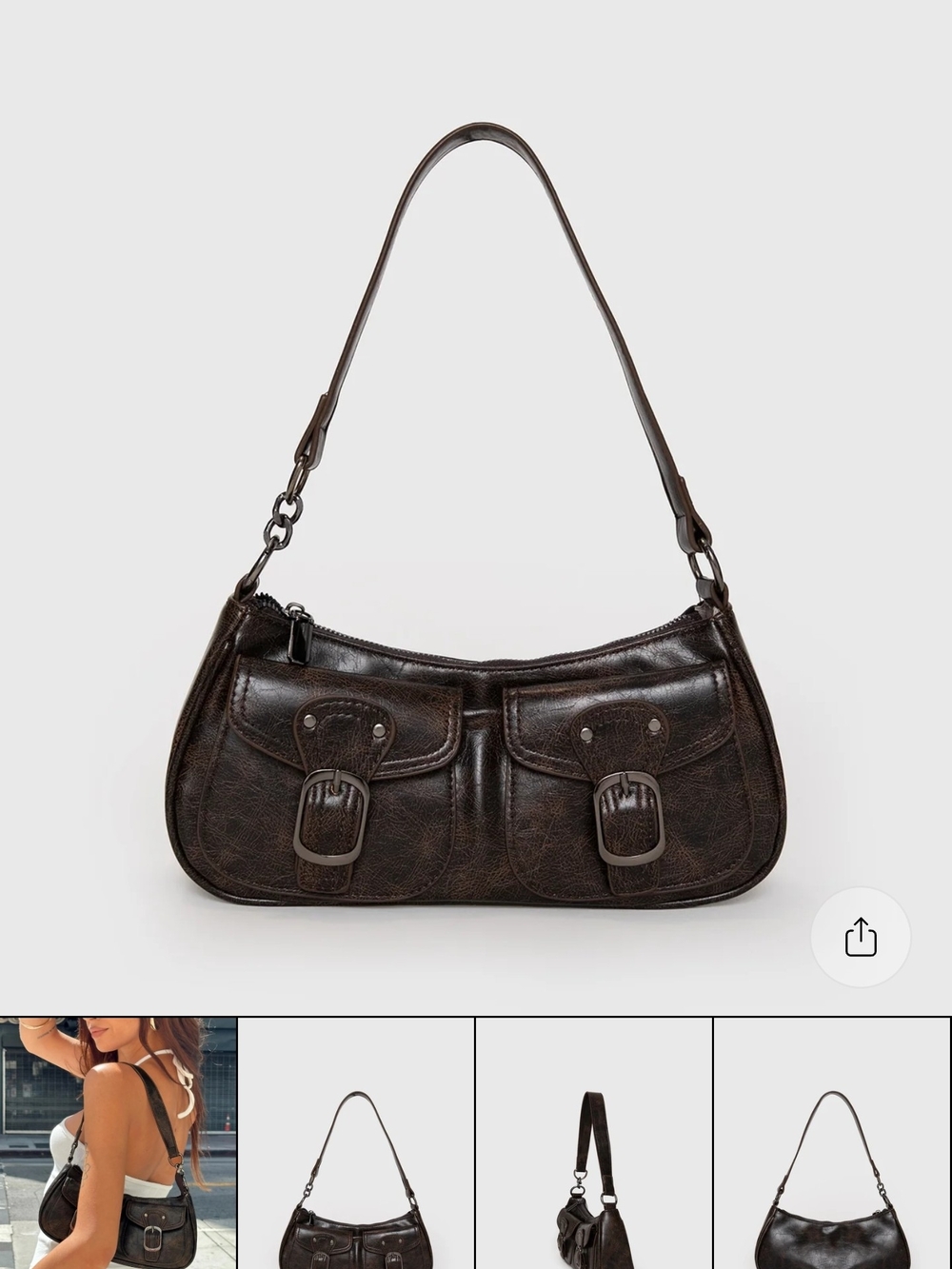 Princess Polly Dark Brown Buckle Pocket Shoulder Bag